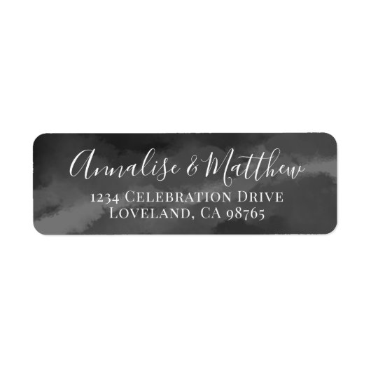 シンプルエレガント白黒結婚差出人住所 ラベル (正面)