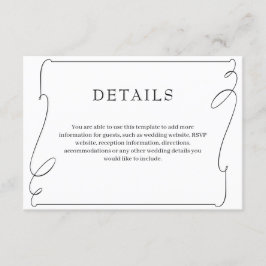 シンプルエレガント白黒結婚詳細 エンクロージャーカード