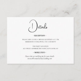 シンプルエレガント白黒結婚詳細 エンクロージャーカード
