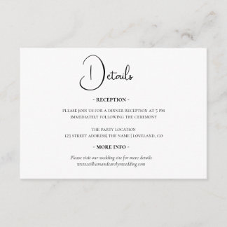 シンプルエレガント白黒結婚詳細 エンクロージャーカード