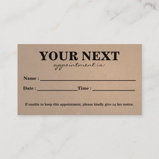 シンプルエレガント白黒美しいアポイントメントカード 予約カード (正面)