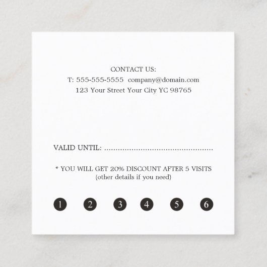 シンプルエレガント白黒美しいロイヤリティカード ロイヤリティカード (裏面)