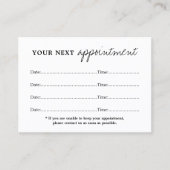 シンプルエレガント白黒美しい 予約カード (正面)