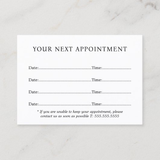 シンプルエレガント白黒美しい 予約カード (正面)