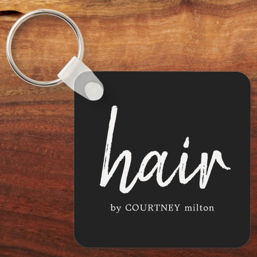 シンプルエレガント白黒美容師 キーホルダー (正面)