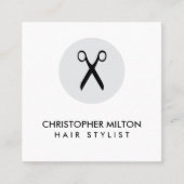 シンプルエレガント白黒美容師 スクエア名刺 (正面)