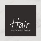 シンプルエレガント白黒美容師 スクエア名刺 (正面)