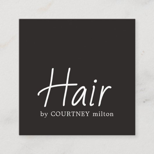 シンプルエレガント白黒美容師 スクエア名刺 (正面)