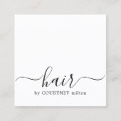 シンプルエレガント白黒美容師 スクエア名刺 (正面)