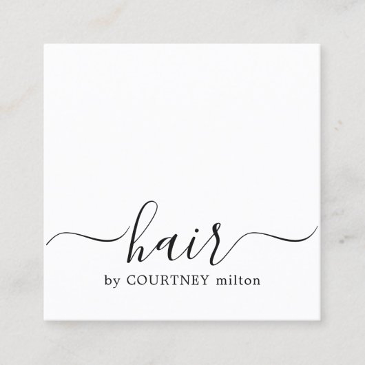 シンプルエレガント白黒美容師 スクエア名刺 (正面)