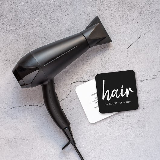 シンプルエレガント白黒美容師 スクエア名刺