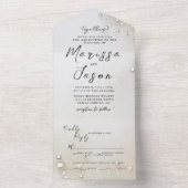 シンプルエレガント真珠結婚の オールインワン招待状 (内側)