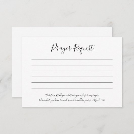 シンプルエレガント祈りの言葉要求カード エンクロージャーカード (正面/裏面)