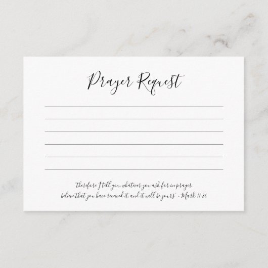 シンプルエレガント祈りの言葉要求カード エンクロージャーカード (正面)