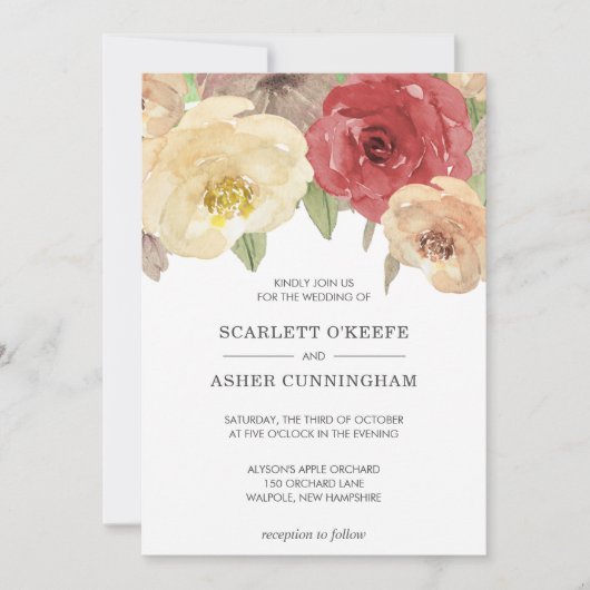 シンプルエレガント秋結婚フローラ 招待状 (正面)