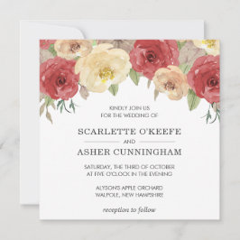 シンプルエレガント秋結婚フローラ 招待状