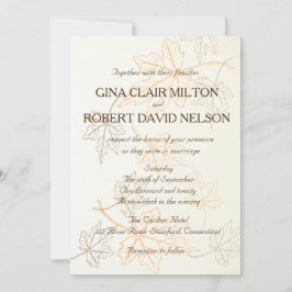 シンプルエレガント紅葉のアウトライン秋の結婚式 招待状