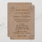 シンプルエレガント紅葉のアウトライン秋の結婚式 招待状 (正面/裏面)