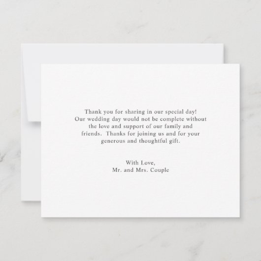 シンプルエレガント素朴ユ結婚ーカリ サンキューカード (裏面)