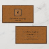 シンプルエレガント素朴ヴィンテージレザーモノグラム 名刺 (正面/裏面)