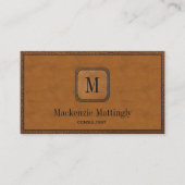 シンプルエレガント素朴ヴィンテージレザーモノグラム 名刺 (正面)