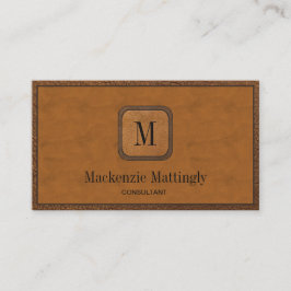 シンプルエレガント素朴ヴィンテージレザーモノグラム 名刺