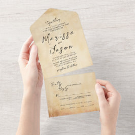 シンプルエレガント素朴結婚の オールインワン招待状