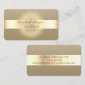 シンプルエレガント素朴，クラフトストライプ金ゴールド 名刺 (正面/裏面)