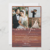 シンプルエレガント素朴Wood Script 5写真結婚s サンキューカード (裏面)