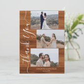 シンプルエレガント素朴Wood Script 6写真結婚s サンキューカード (スタンド正面)