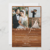 シンプルエレガント素朴Wood Script 6写真結婚s サンキューカード (裏面)