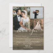 シンプルエレガント素朴Wood Script 6写真結婚s サンキューカード (裏面)