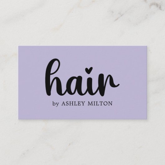 シンプルエレガント紫はっきりした黒美容師 名刺 (正面)