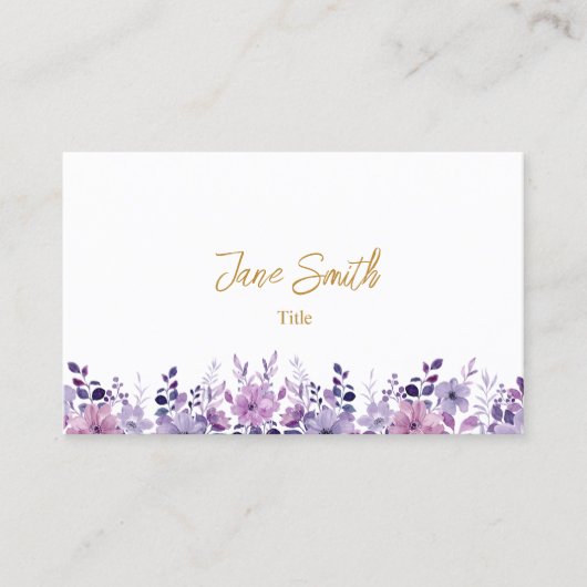 シンプルエレガント紫フラワー名刺 名刺 (正面)