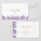 シンプルエレガント紫フラワー名刺 名刺 (正面/裏面)