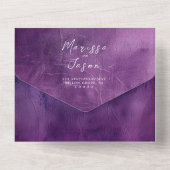 シンプルエレガント紫結婚の オールインワン招待状 (裏面)
