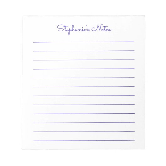 シンプルエレガント紫色のライン付きメモパーソナライズされた帳 ノートパッド (正面)