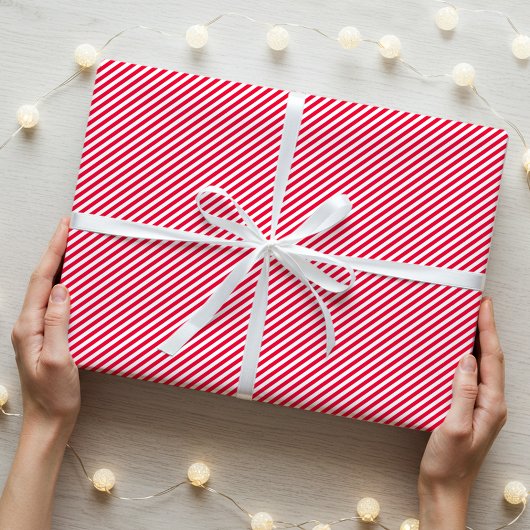 シンプルエレガント細ストライプの模様赤白 ラッピングペーパー