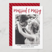 シンプルエレガント結婚したと写真メリー シーズンカード (正面/裏面)