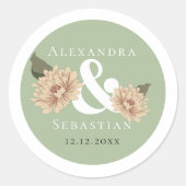 シンプルエレガント結婚フローラ ラウンドシール (正面)
