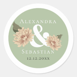 シンプルエレガント結婚フローラ ラウンドシール