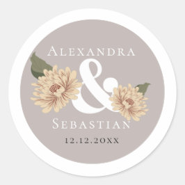 シンプルエレガント結婚フローラ ラウンドシール