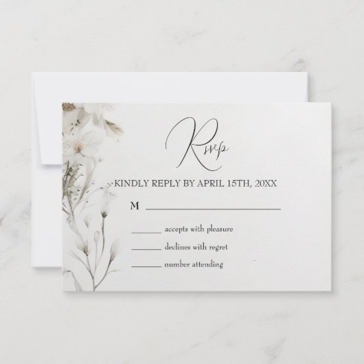シンプルエレガント結婚フローラ 出欠カード (正面)