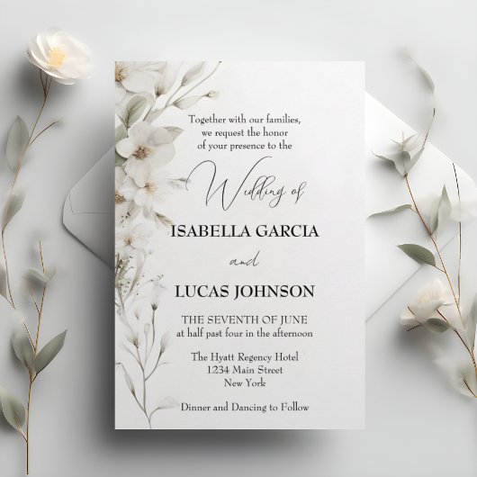 シンプルエレガント結婚フローラ 招待状