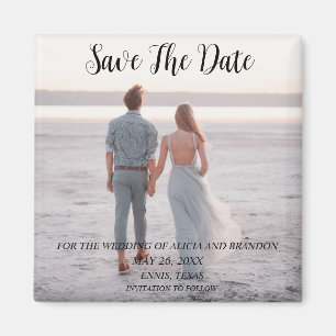 シンプルエレガント結婚写真のモダンWhimsy磁石 マグネット