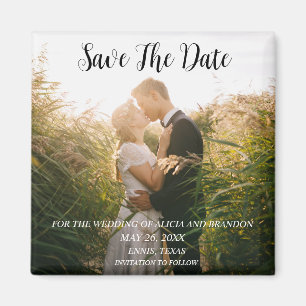 シンプルエレガント結婚写真のモダンWhimsy磁石 マグネット