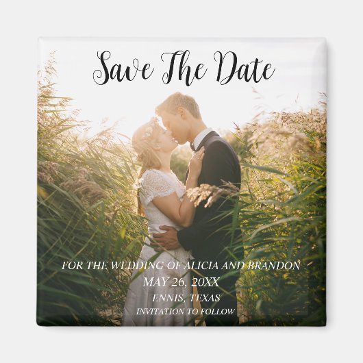 シンプルエレガント結婚写真のモダンWhimsy磁石 マグネット (正面)