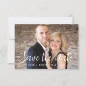 シンプルエレガント結婚写真の救日付招待状 サンキューカード (正面)