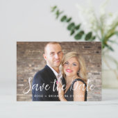 シンプルエレガント結婚写真の救日付招待状 サンキューカード (スタンド正面)