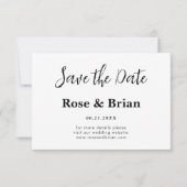 シンプルエレガント結婚写真の救日付招待状 サンキューカード (裏面)